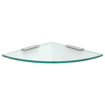 10" Quarter Round Glass Shelf with (2) 4" Rectangular Clamps