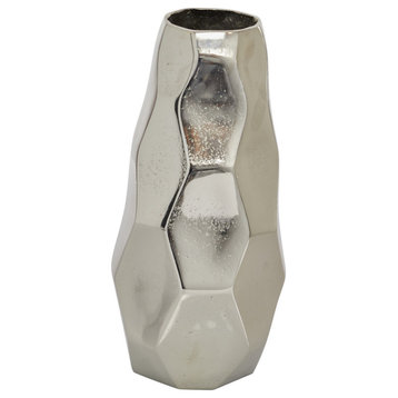 Contemporary Silver Aluminum Metal Vase 80788