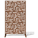 Veradek - Alta Corten Steel Decorative Screen With Stand, Block - Whether you're seeking privacy from the neighborhood, a chic backdrop for your outdoor chat set or both, the Alta Corten Steel Decorative Screen is fitting. This unique piece features a cool, geometric design laser cut from panels of thick-gauge steel that, when exposed to the elements, develops a rich rust patina. The Alta Corten Steel makes an impact on your terrace, back patio or front porch, and suits homes of any style.