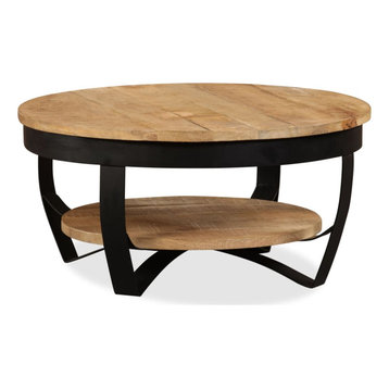 vidaXL Solid Rough Mango Wood Coffee Table 25.6" Living Room Desk Side Stand