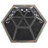 Hex Shaped Steel Fire Pit, Distressed Bronze, 24"