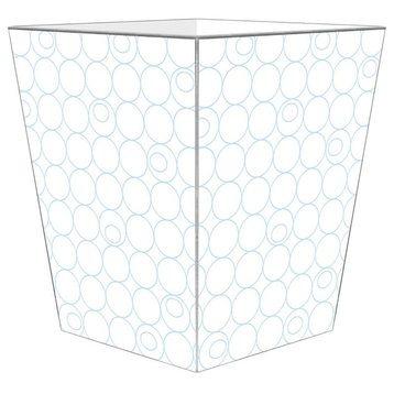 White and Blue Circles Wastepaper Basket