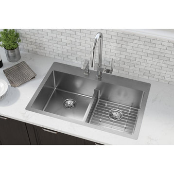 ECTSRA33229TBG1 Crosstown Stainless Steel 33" Sink Kit with Aqua Divide 1 Hole