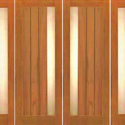 Contemporary Double Door, Two Sidelites, Insulated Matte Glass - Front Doors
