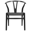 Elite Living Orient Wishbone Solid Wood Y-Arm Dining Chair, Black/Black