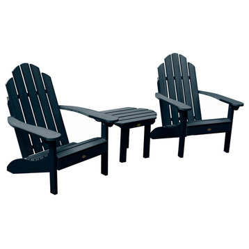 2 Classic Westport Adirondack Chairs with Side Table, Federal Blue