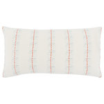 Kosas Home - Gabby 14"x26" Throw Pillow, Ivory - Elevate the look and feel of your room with this linen pillow featuring delicate texture in rich, dramatic hues. Ideal for a master bedroom or living room, this pillow includes hand embellishments for a unique, artisanal look.