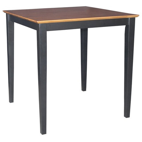 International Concepts 36" Solid Wood Top Table in Brown and Black