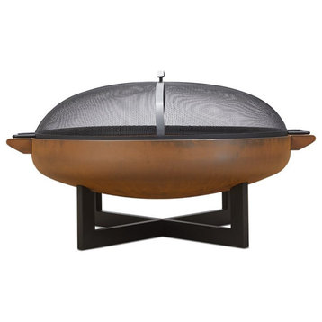 Real Flame La Porte 37" Round Wood Burning Steel Fire Pit in Rust Brown