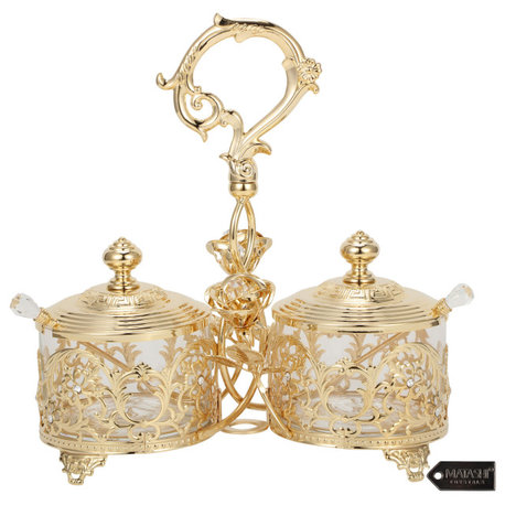 Matashi 24K Gold Plated Crystal Studded Candy Dish / Salt Holder