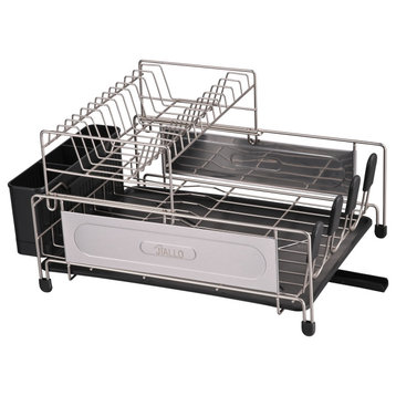 Jiallo Stainless Steel 2-Tier Dish Rack With Self -Draining Tray, Silver