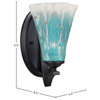 Zilo Wall Sconce, Matte Black, 5.5" Teal Crystal Glass