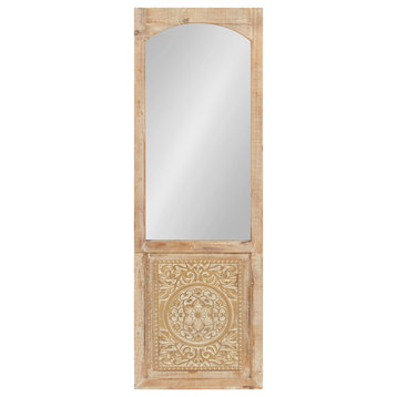 Moynihan Wooden Panel Mirror, Rustic Brown 18x55