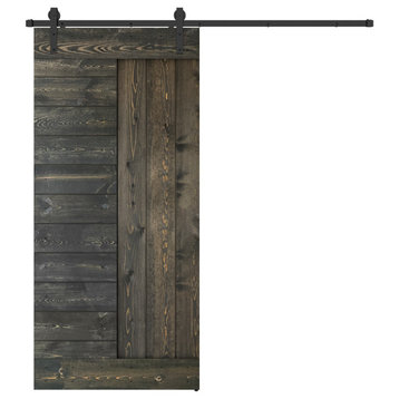 Solid Wood Barn Door, Made in USA, Hardware Kit, DIY, Ebony, 38x84"