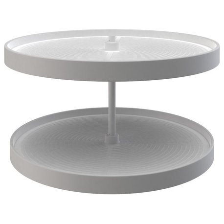 Polymer Full Circle 2-Shelf Lazy Susan for Corner Base Cabinet, White, 28"W