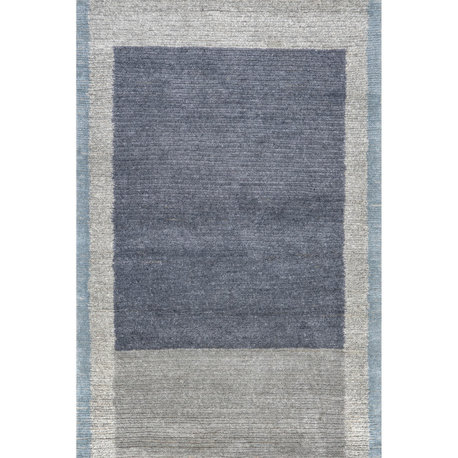 Eugene Colorblocked Wool Area Rug, Grey 4'x6'