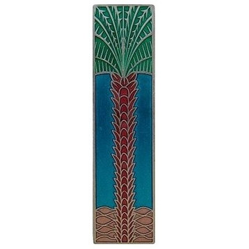 Vertical Royal Palm Pull, Brilliant Pewter-Bright Turquoise