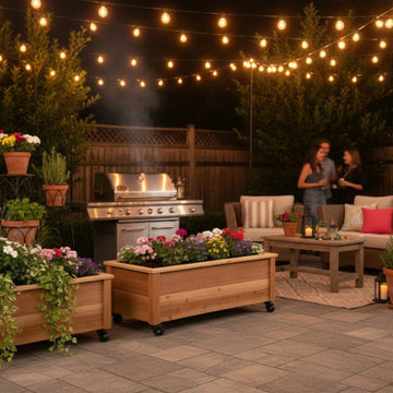 Outdoor Cedar Raised Planter Box with Wheels
