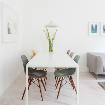 Bankside I- Minimal White Dining and Living Space