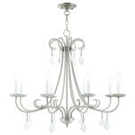 Livex Lighting - Livex Lighting Daphne Light Chandelier, Brushed Nickel - Teardrop crystals add beauty and sophistication to the traditional styling of the Daphne collection. The subtle sparkle delivers bling in an understated way, nicely complementing whatever room decor you may have.