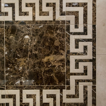 Greek key marble bathroom