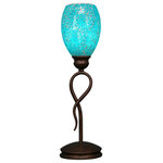 Toltec Lighting - Leaf Mini Table Lamp In Bronze, 5" Turquoise Fusion Glass - The beauty of our entire product line is the opportunity to create a look all of your own, as we now offer over 40 glass shade choices, with most being available as an option on every lighting family. So, as you can see, your variations are limitless. It really doesn't matter if your project requires Traditional, Transitional, or Contemporary styling, as our fixtures will fit most any decor.