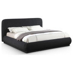 Meridian Furniture - Rigby Boucle Fabric Upholstered Bed, Black, King, Black - Give your bedroom (and yourself) the royal treatment with this Rigby black boucle fabric king bed. Wrapped in rich black boucle fabric, its black finish fluted base exudes sophistication. Fully slatted, it eliminates the need for a box spring, offering modern convenience. With an art deco design that blends elegance and functionality, this bed promises to be the centerpiece of luxurious comfort. Treat yourself to a restful retreat where style meets substance, creating a haven for relaxation and rejuvenation.