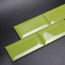3" x 6" Light Green Gloss Ceramic Bevelled Subway Tile
