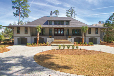 Example of a transitional exterior home design in Atlanta