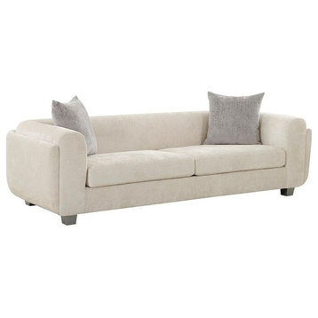Pasargad Home Bergamo Ivory Fabric Sofa with 2 Pillows Included