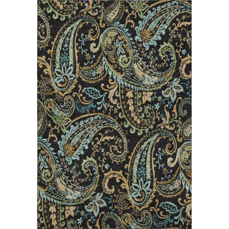 Premium Machine Washable Mayfield AMF533 Black 9' x 12' Rug