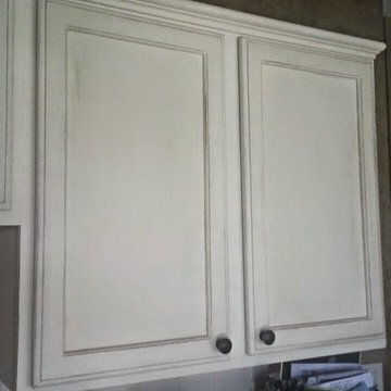 Painted distressed kitchen cabinets