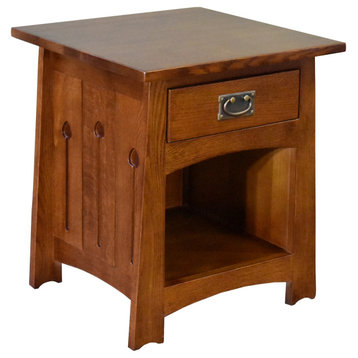 Mission Style Solid Quarter Sawn Oak Keyhole End Table, Michael's Cherry