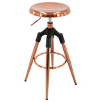 Brage Living - Backless Round Adjustable 4-Legged Metal Barstool, Rose Gold - A perfect fit in a smaller work space or kitchen, the Brage Living Adjustable Bar Stool is designed to expand your seating options. It is light enough for you move into any room with ease and durable enough to withhold 250 lbs seating capacity. The height adjustable function lets you find your perfect level and added comfort with ring footrest.