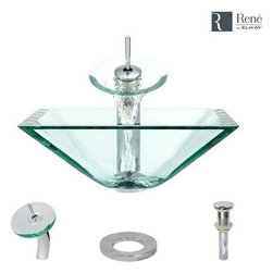 Rene By Elkay R5-5007-R9-7006-C Foil Undertone Glass Vessel Sink with Chrome Ves - Bathroom Sinks