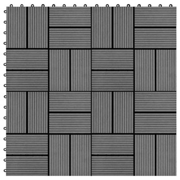vidaXL Decking Tile Floor Tile Interlocking Outdoor Flooring Tile 11 Pcs Gray