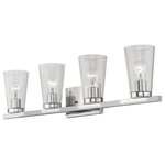 Livex Lighting - Cityview 4 Light Polished Chrome Large Vanity Sconce - Brighten up your bathroom vanity with the sleek look of the Cityview four light vanity sconce. The tapered clear glass shades and the polished chrome finish make a perfect match.