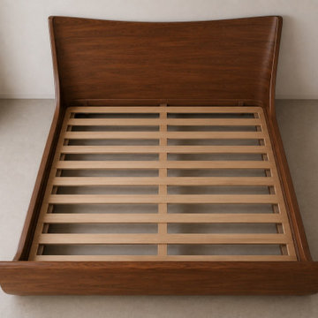 Custom Wooden Platform Bed with Slatted Base | Modern Scandinavian Bed Frame