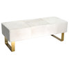 L48" Gold Stainless Steel Bench With Gray Leather Seat