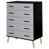 Better Home Products Eli Mid-Century Modern 5 Drawer Chest in Black & Light...