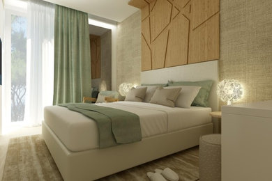 ミラノにある巨大なビーチスタイルのおしゃれな寝室