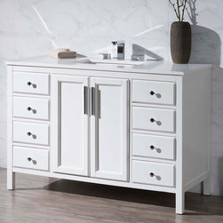 49 inch Transitional White Finish Bathroom Vanity Quartz Top - Bathroom Vanities And Sink Consoles