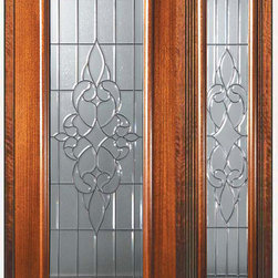 Prehung Side light Door 80 Wood Mahogany Courtlandt Full Lite Glass - Front Doors