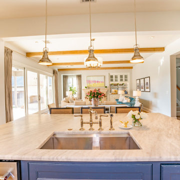 Open-Concept Kitchen and Great Room with Rustic Charm and Contemporary Elegance