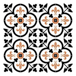 Traditional Fleur-de-Lis in Clover Polished 8" x 8" Handmade Cement Tile - Tile