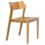 OSIDEA USA Inc. - The 100 Chair, 17.75" Seat Height, Oak - This stackable dining/guest chair will fit well in commercial and residential spaces alike. Its curved open back give a comfortable and unique aesthetic touch, allowing one to easily pick up this chair and neatly stack it away.