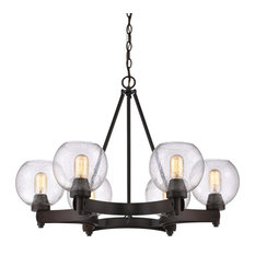 Galveston 6-Light Chandelier, Rubbed Bronze With Seeded Glass