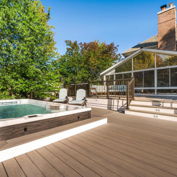 AZEK Reserve Collection Driftwood Decking & Express Universal Rail Bronze