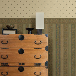 Emerson Blue Paisley Stripe Wallpaper - Wallpaper