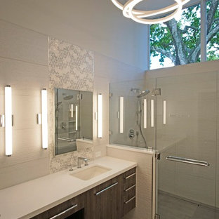 Bäder mit Doppeldusche und Quarzwerkstein-Waschtisch Ideen, Design